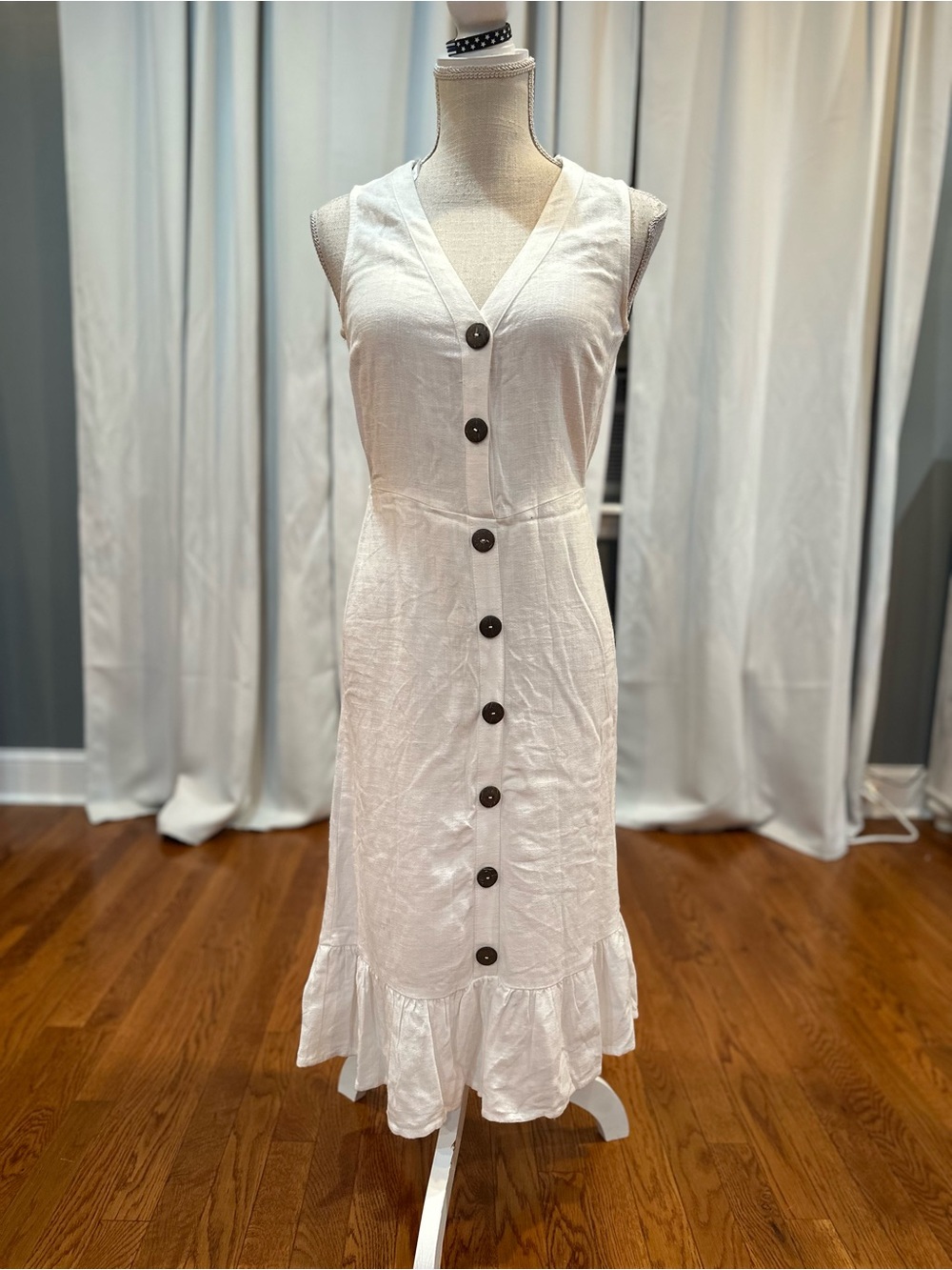 Monteau white sleeveless linen blend dress women’s size small NWOT